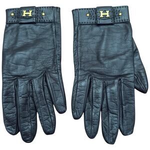 Hermes Women's Leather Gloves In Black Size 7.5